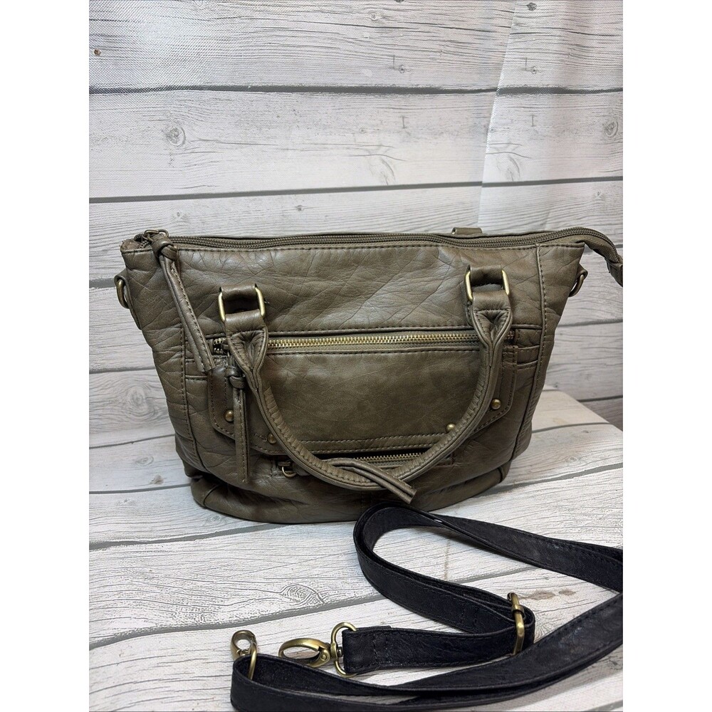 Bueno Vintage Y2K GreenMulti Pocket Slouchy Pebbled Leather Boho Hobo Bag